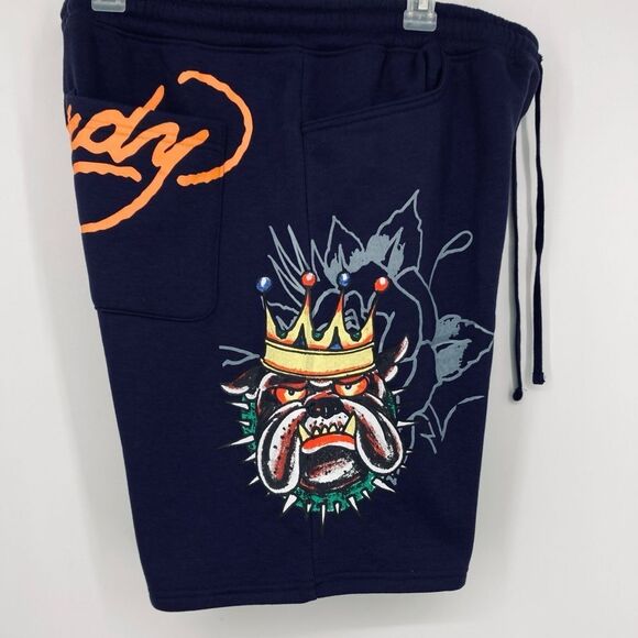 NWT Ed Hardy Men's Bulldog Graphic Navy Eclipse Shorts XL - Picture 4 of 9